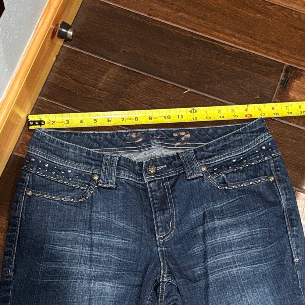 🫶🏼embellished Seven7 Women's Straight Leg Jeans - Dark Blue size 14 - Picture 7 of 11